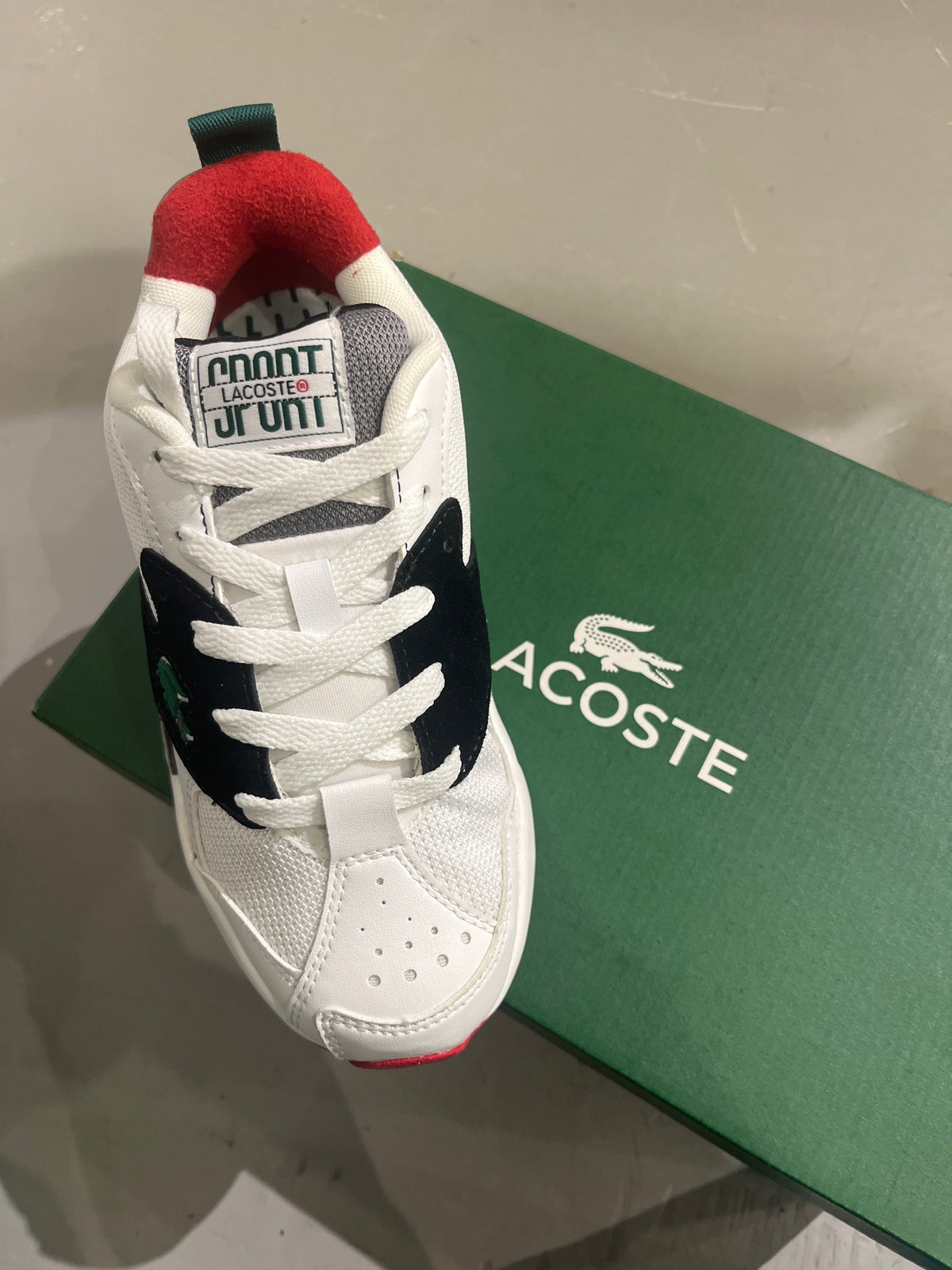 Lacoste Women'S Storm 96 Lo Tricolor Sneakers – White, Black & Red