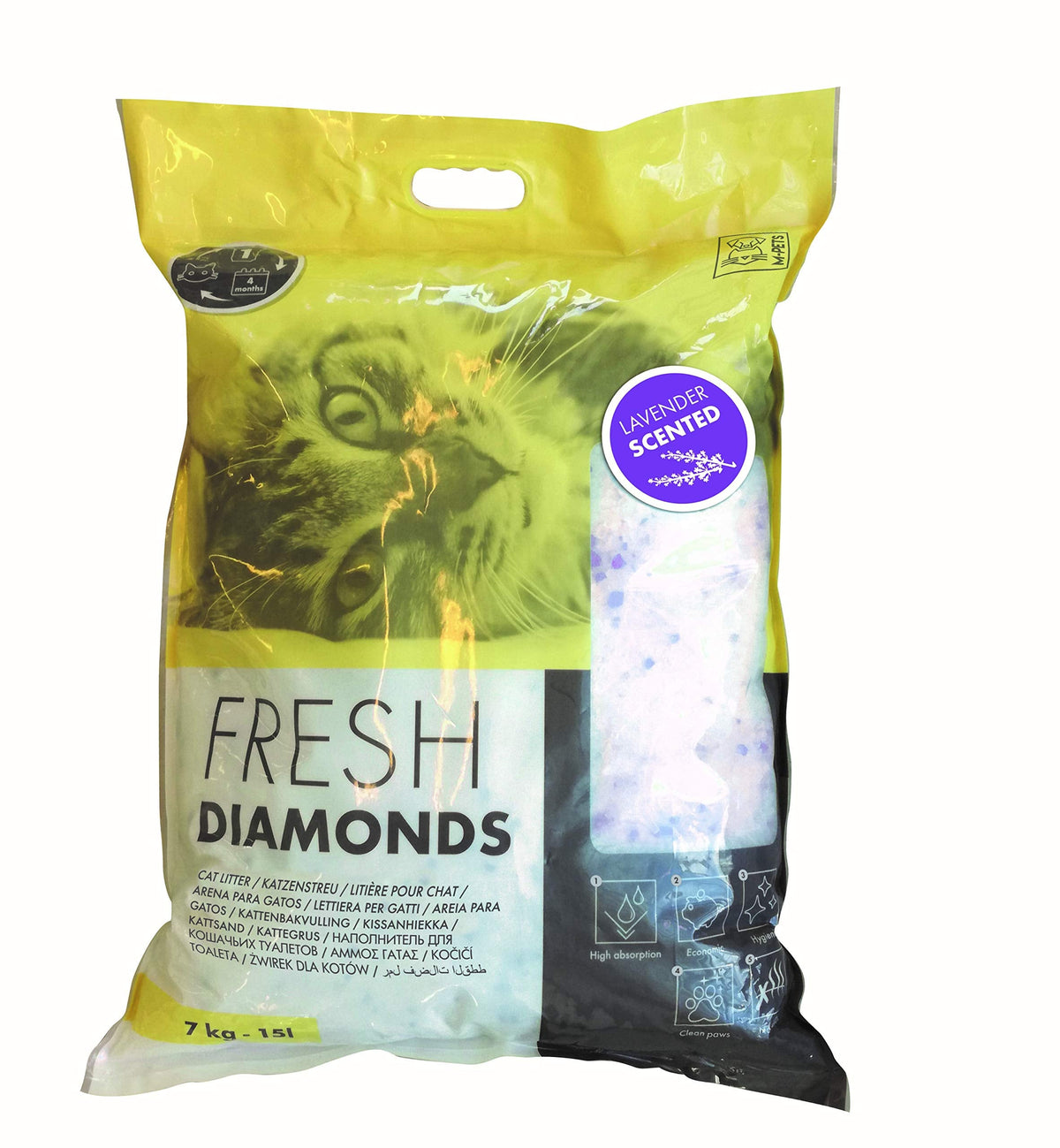 M-Pets Fresh Diamonds Silica Gel Cat Litter - Lavender Scent 15L