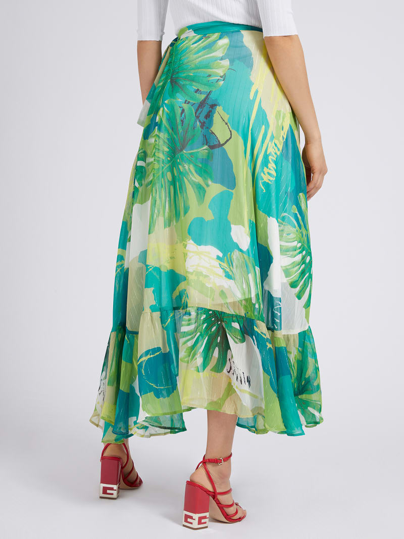 Guess Women'S Tropical Print Wrap Maxi Skirt