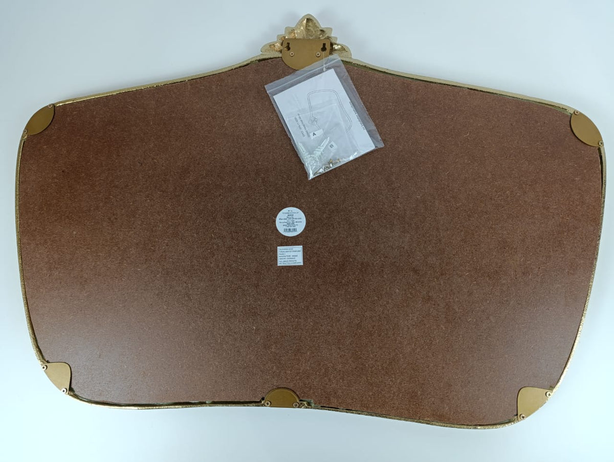 Sealed - 90 Cm X 60 Cm - Cast Decorative Metal Wall Mirror Gold - Threshold - D (Open Box)