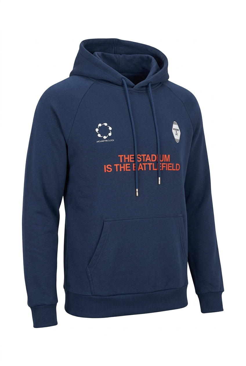 Momento Men's "The Stadium Is The Battlefield" Graphic Hoodie - Blue (Style M240991)