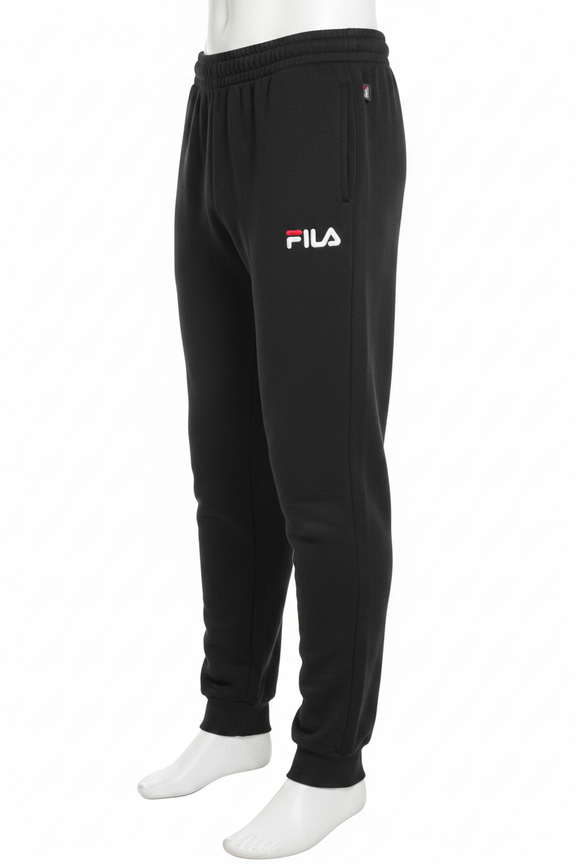 Fila black joggers on mannequin, side view