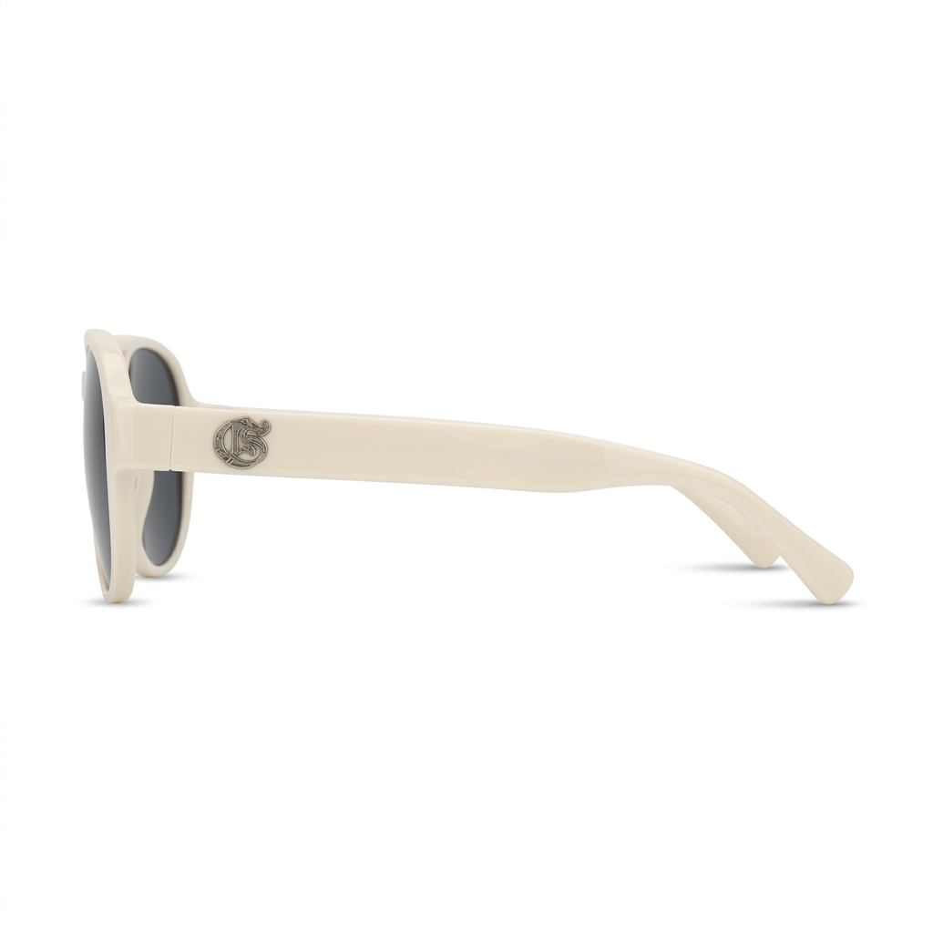 Cream sunglasses side-view product photo