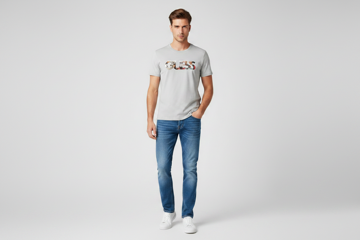Guess Eco Men'S Graphic Photo Print Logo T-Shirt