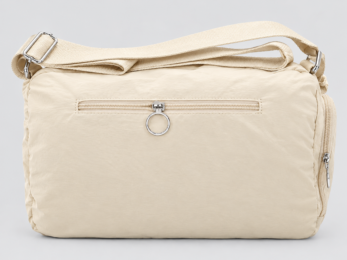 Bagco Cream Crossbody Bag with Front Zipper Pocket & Ring Pull xkbfq4110 soft bag