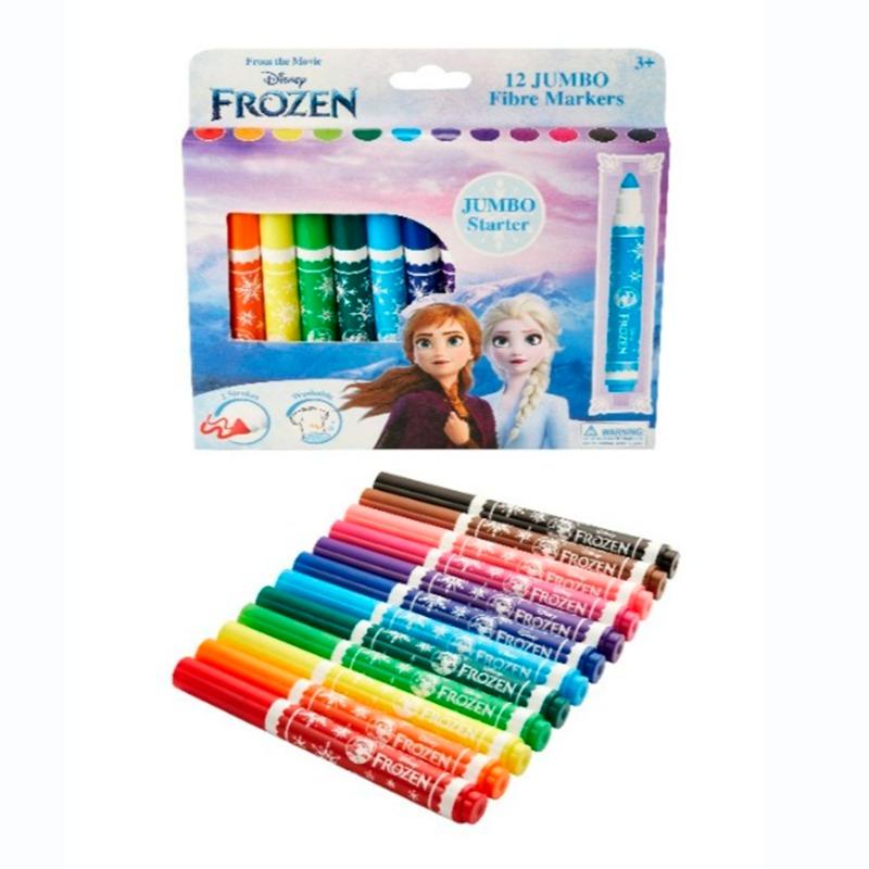 Disney Frozen jumbo markers box with markers laid out