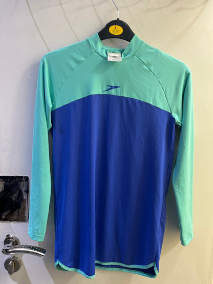 Speedo Women'S Two-Tone Long-Sleeve Rash Guard Swim Top