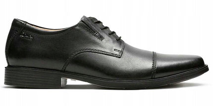 Clarks Tilden Cap Black Leather Stylish Shoe (11064249652)