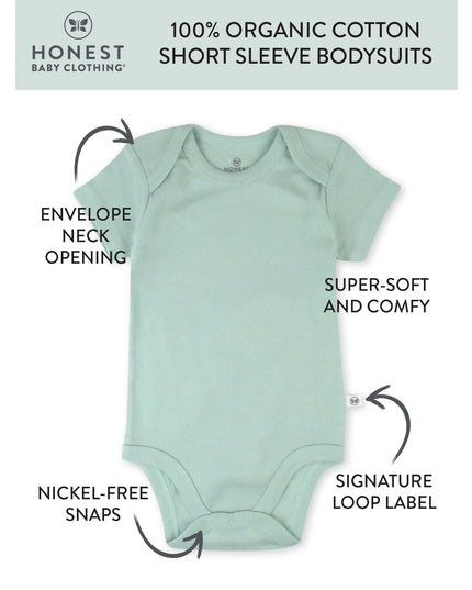 SIZE: 6M - Honest Baby Clothing Baby Boy or Girl Gender Neutral Organic Cotton Short Sleeve Bodysuits, 3 Pack