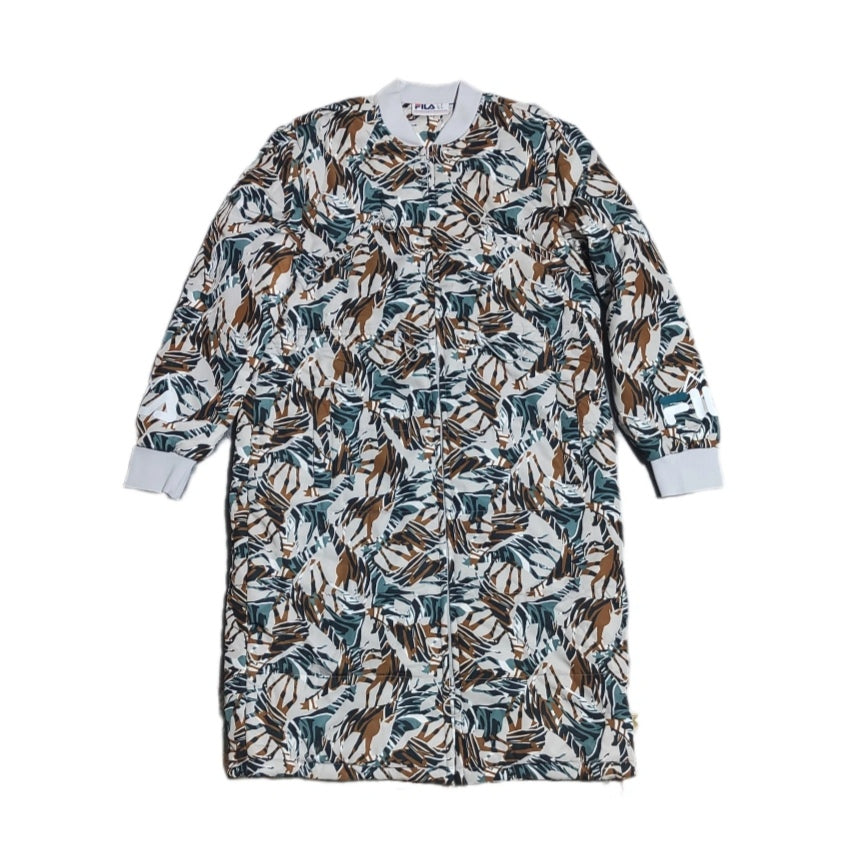 Fila Paulana long coat with giraffe-style leaf print, flat