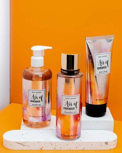 Body Luxuries  Air of romance Set 200ml Body Cream + 250ml Fragrance Mist + 350ml Showel Gel