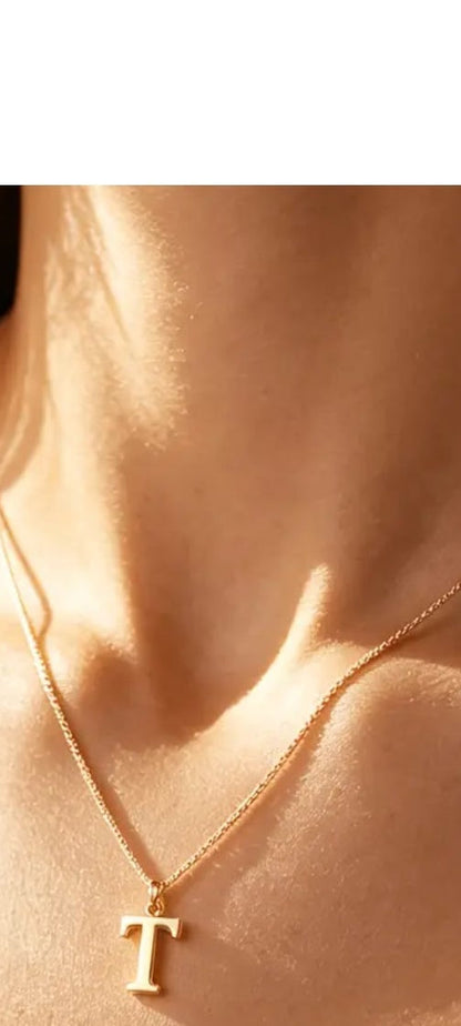 Necklace Elegant 18k Gold plated Letter T Alphabet Chain for Women (no box) Accessories