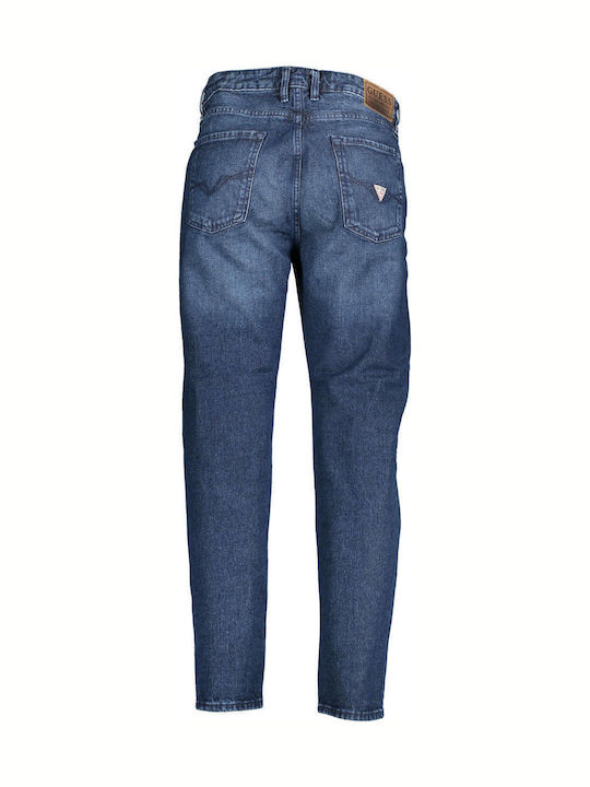 GUESS blue denim jeans, back view with triangle logo patch