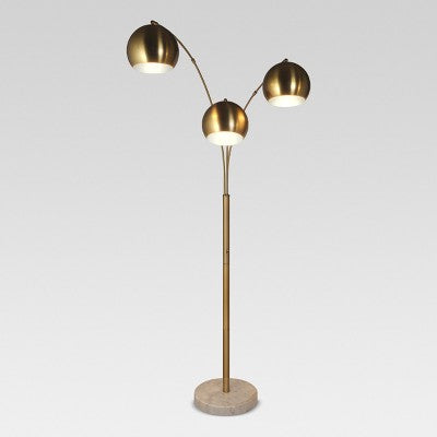 Sealed - Globe Multi 3-Head Floor Lamp Gold Metal/Marble - Project 62™