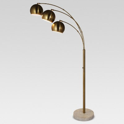 Sealed - Globe Multi 3-Head Floor Lamp Gold Metal/Marble - Project 62™