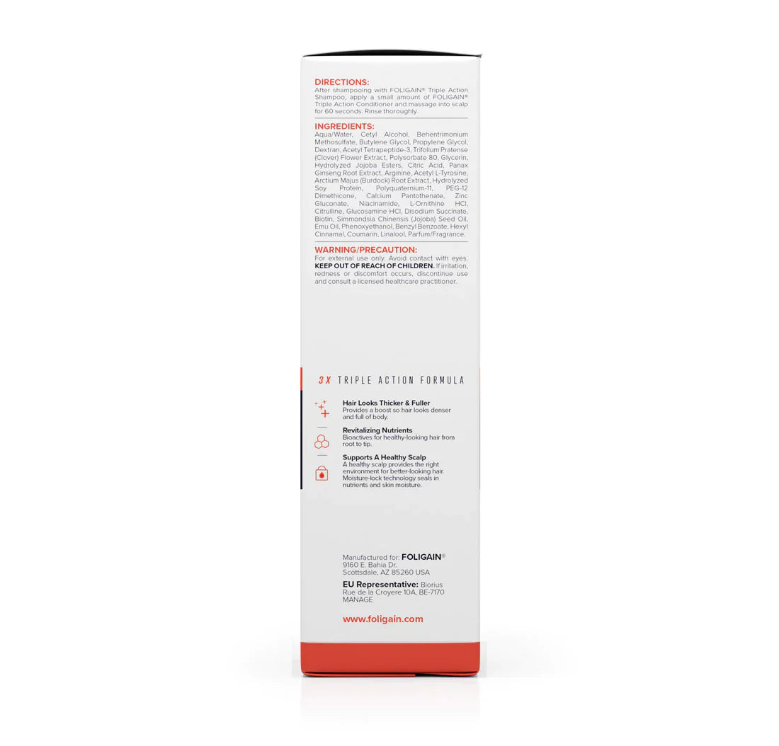 Foligain - triple action anti-baldness conditioner for men with 2% trioxidil 236ml