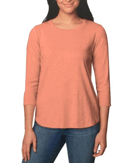 SIZE M - WOMENS KIRKLAND SIGNATURE 3/4 SLEEVE TEXTURED SLUB TEE SHIRT