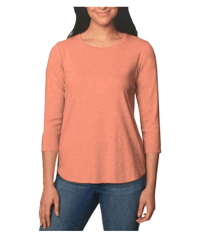 SIZE M - WOMENS KIRKLAND SIGNATURE 3/4 SLEEVE TEXTURED SLUB TEE SHIRT