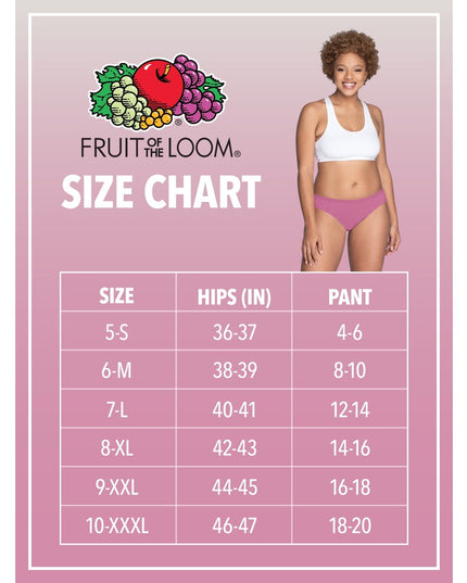 SIZE - 9/2X - Fruit of the Loom Women's Cotton Low-Rise Brief Underwear, 6-Pack