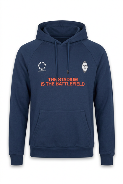Momento Men's "The Stadium Is The Battlefield" Graphic Hoodie - Blue (Style M240991)