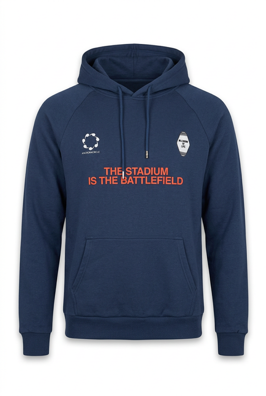 Momento Men's "The Stadium Is The Battlefield" Graphic Hoodie - Blue (Style M240991)