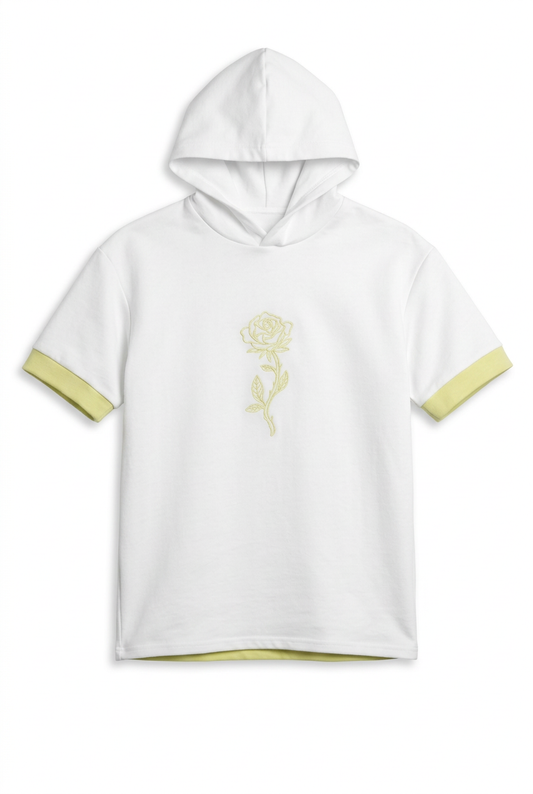 BE FIT Women's Oversized Short Sleeve Hoodie Set - Off-White (Style S101)