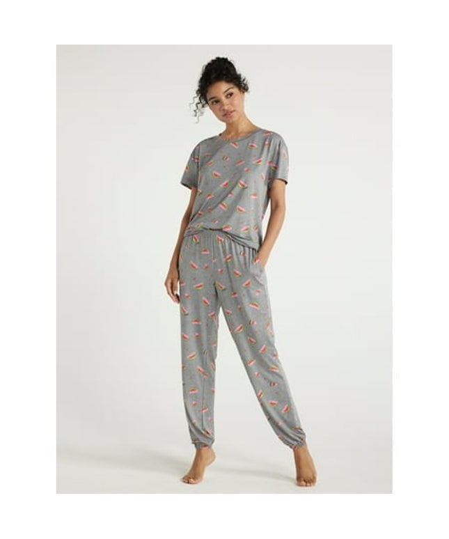 SIZE: L - Joyspun Women S Short Sleeve T-Shirt and Jogger Pants Sleep Set 2-Piece