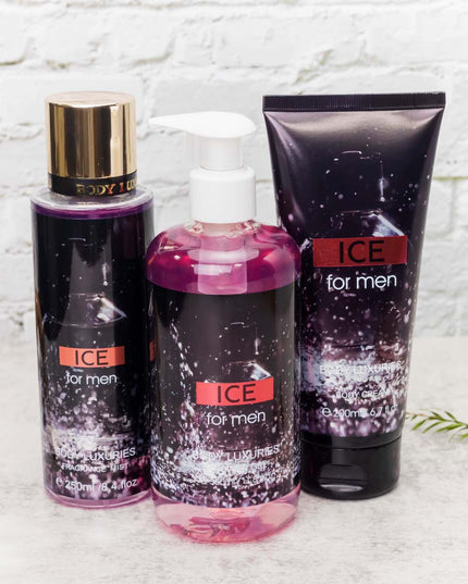 Body Luxuries Ice For Men set of 3 (Fragrance Mist 250ML + Shower Gel 350ML + Body Cream 200ML),TCO44107