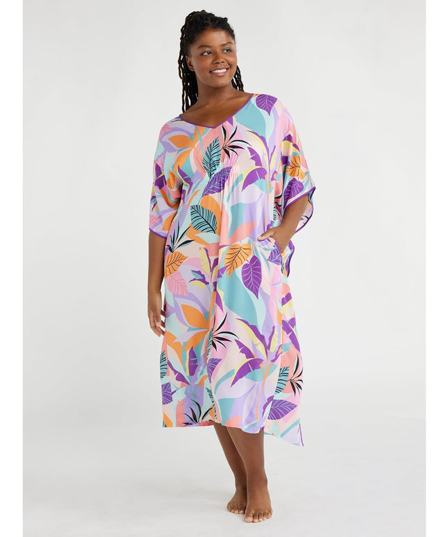 SIZE: 2XL - Joyspun Women's Woven Print Sleep Caftan