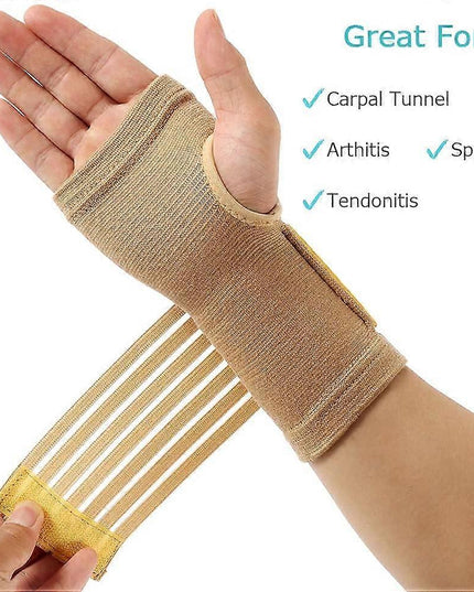 Carpal Tunnel Wrist Brace Pair with Adjustable Compression Strap – Hand Palm Wrist Support for Pain Relief