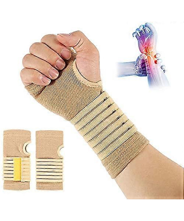 Carpal Tunnel Wrist Brace Pair with Adjustable Compression Strap – Hand Palm Wrist Support for Pain Relief