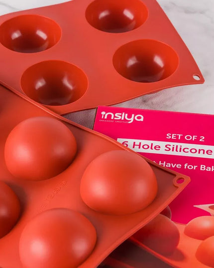 Insiya Set of 2 & 6 Hole Silicone Mold – Versatile Baking & Crafting Molds for Cakes, Chocolates, and More