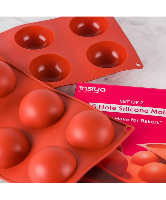 Insiya Set of 2 & 6 Hole Silicone Mold – Versatile Baking & Crafting Molds for Cakes, Chocolates, and More