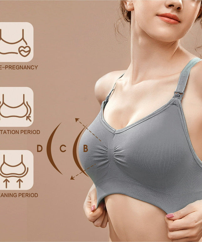 SIZE: XL - Womens Sleeping Nursing Bra Wirefree front buckle Breastfeeding Maternity Bralette Pack of 3
