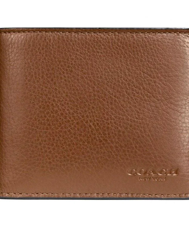 Coach Men's ID Billfold Wallet In Signature Canvas, HONEY BROWN