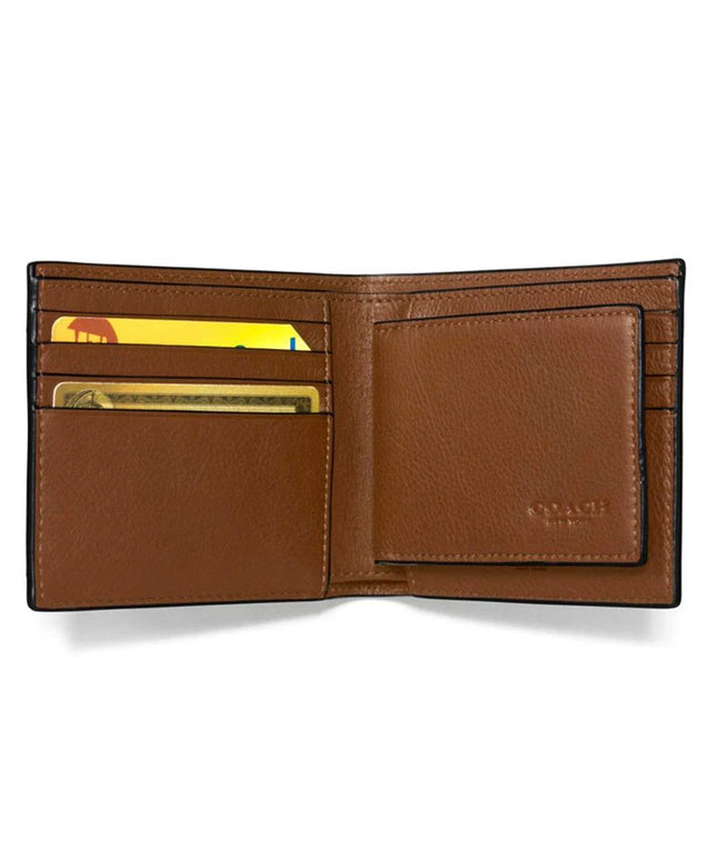 Coach Men's ID Billfold Wallet In Signature Canvas, HONEY BROWN