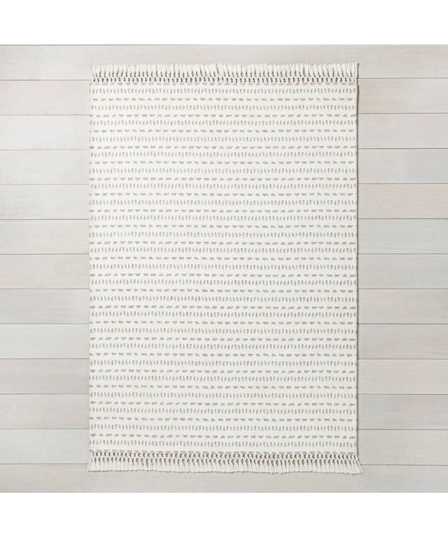 SEALED -150CM X 210CM Pattern Stripe Area Rug Gray/Cream - Hearth & Hand with Magnolia