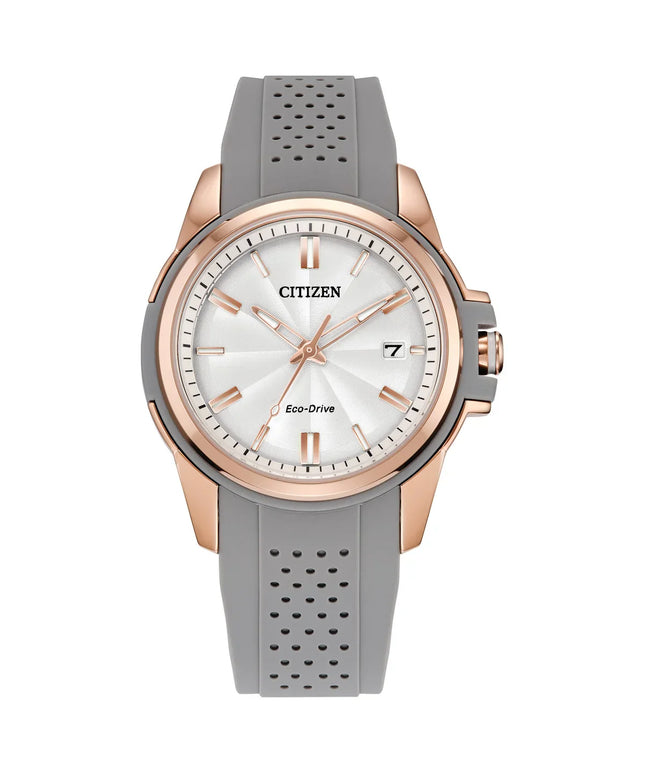 Citizen Eco Drive Weekender Pink Gold Tone Stainless Steel Quartz Ladies Watch