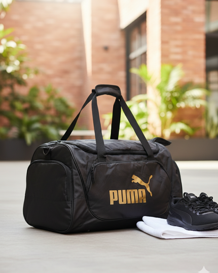 Puma duffle bag black with golden logo