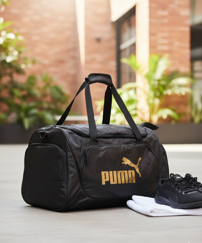 Puma duffle bag black with golden logo