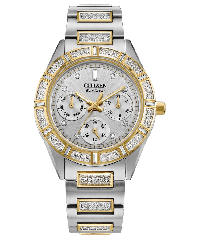 Citizen Eco Drive Crystal Two Tone Stainless Steel Ladies Watch P