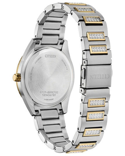 Citizen Eco Drive Crystal Two Tone Stainless Steel Ladies Watch P