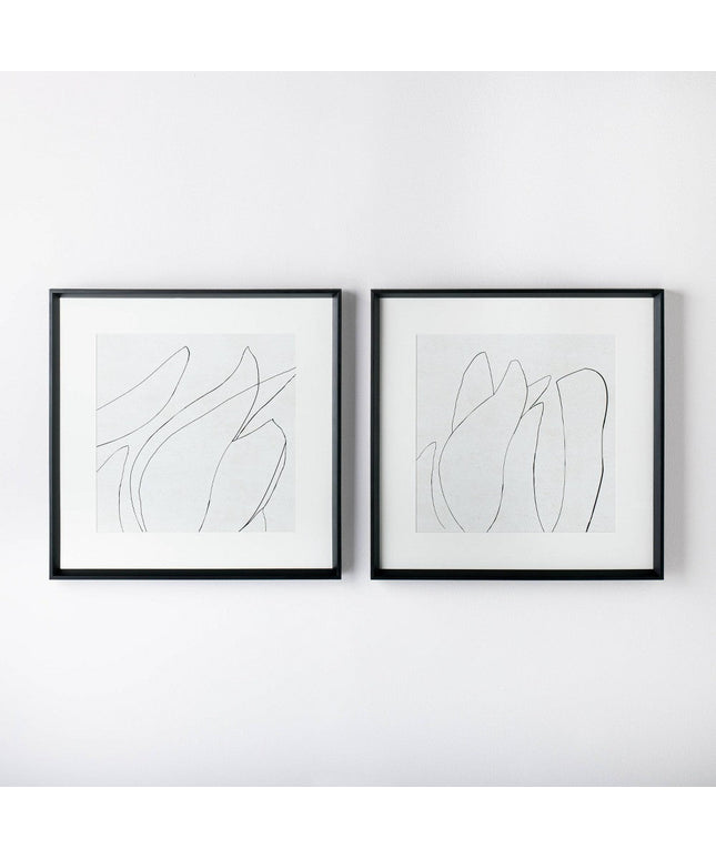 SEALED - (Set of 2) 60CM X 60CM Sketch Art Print Black/White - Threshold™ Designed with Studio McGee