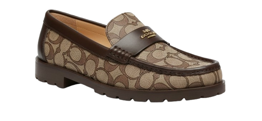 Coach Jocelyn Leather Loafer Dark Brown Patterned Design
