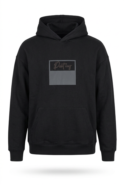 SWAG Urban Streetwear Black Hoodie with Grey Graphic Patch