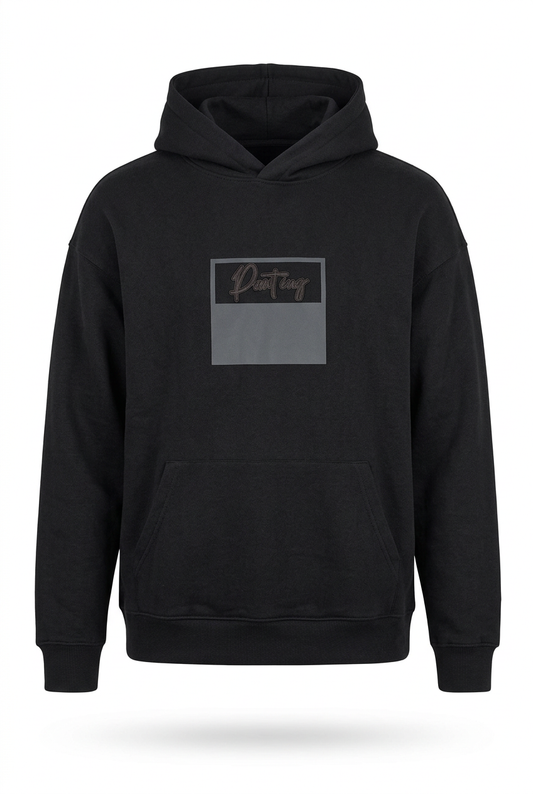 SWAG Urban Streetwear Black Hoodie with Grey Graphic Patch