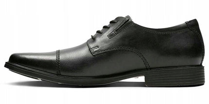 Clarks Tilden Cap Black Leather Stylish Shoe (11064249652)