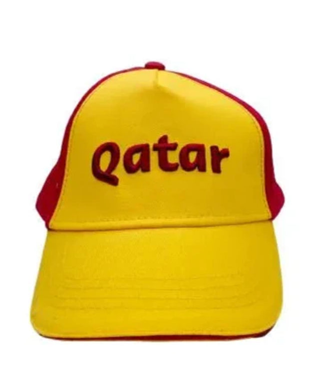 FIFA 2022 Qatar Unisex Cap - Official Emblem, Burgundy & Yellow - Kids