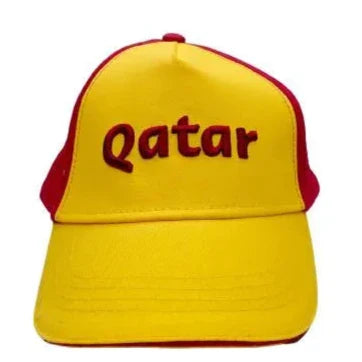 Fifa 2022 Qatar Unisex Cap - Official Emblem, Burgundy & Yellow - Kids