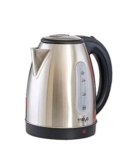 Insiya 1.8L electric kettle pouring water into a mug, highlighting its convenient spout and rapid boiling. Upgrade your kitchen with the stylish Insiya 1.8L electric kettle, featuring fast boiling and a premium design.